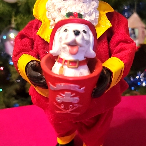 Merry Bright Christmas Santa Fireman with Dalmatian Dog Santa Claus Fire Fighter - Picture 3 of 7